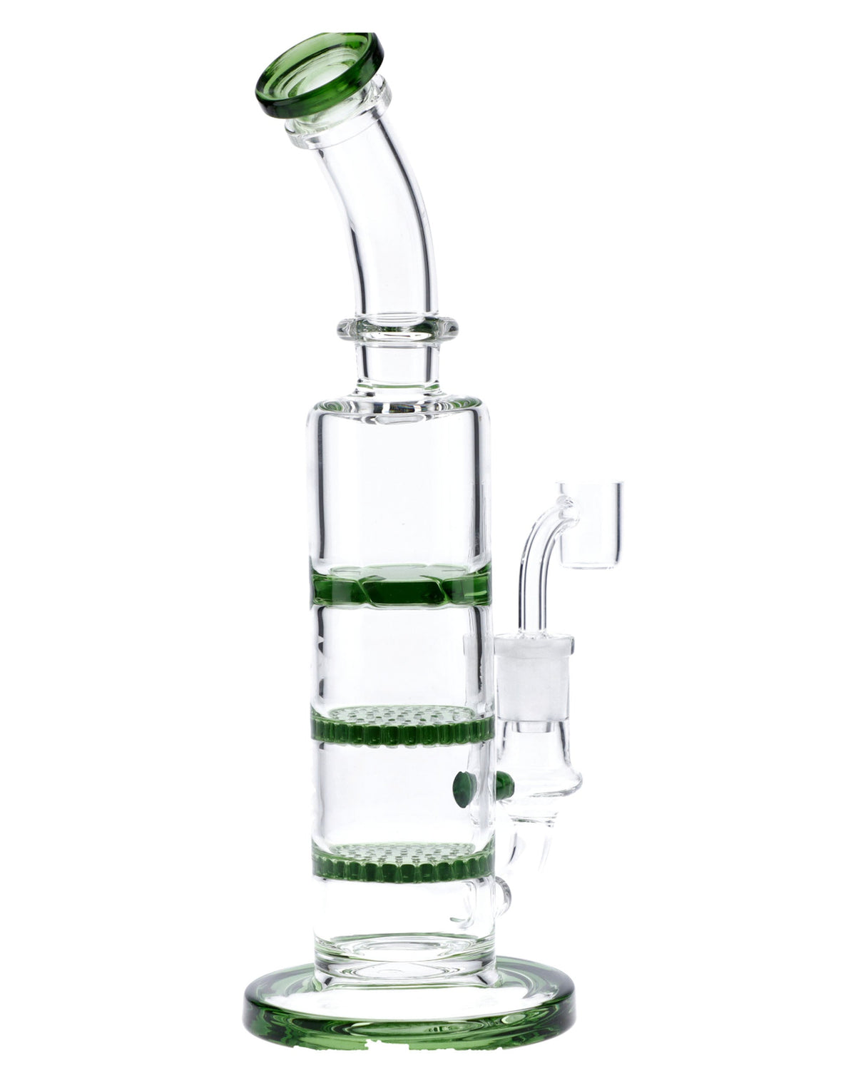 Triple Honey Comb Perc Green Dab Rig by Valiant Distribution, 9.5in with Thick Glass