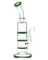Triple Honey Comb Perc Green Dab Rig by Valiant Distribution, 9.5in with Thick Glass