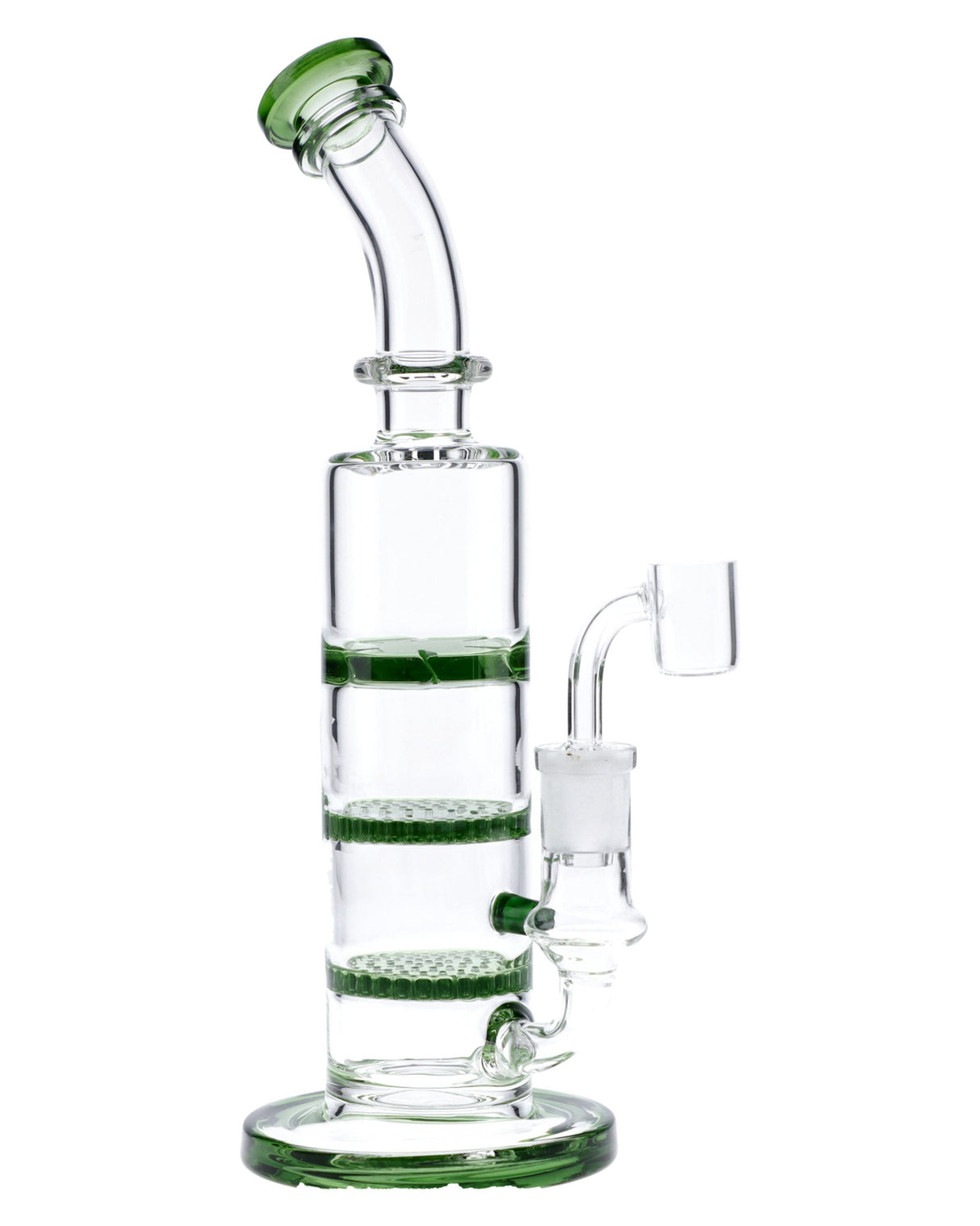 Valiant Distribution Triple Honey Comb Perc Green Dab Rig, 9.5in with Clear Glass