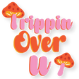 KKARDS Trippin Over You Sticker with Psychedelic Mushroom Design on White Background