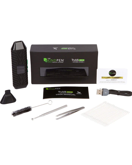 TruVa Mini 2.0 Handheld Vaporizer Kit for Dry Herbs - Black, Portable, 7" height, with Accessories