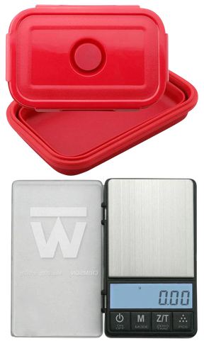 Truweigh Crimson Collapsible Silicone Bowl Scale, 200g x 0.01g, Portable Design