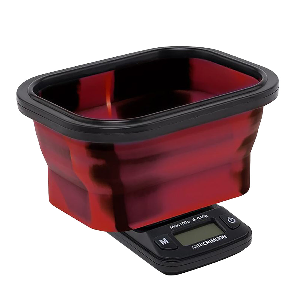 Truweigh Crimson Collapsible Bowl Scale in black, compact design, ideal for kitchen use