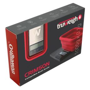 Truweigh Crimson Collapsible Bowl Scale in black with red accents, compact and portable design