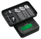 Truweigh Gauge Digital Mini Scale in black, 600g x 0.1g, portable design with illuminated display