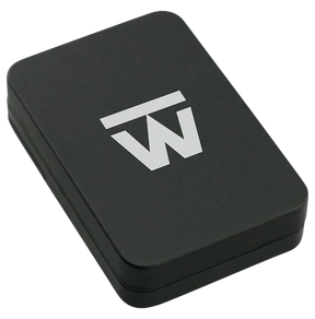 Truweigh Gauge Digital Mini Scale in black, compact design, top view, ideal for travel and home use