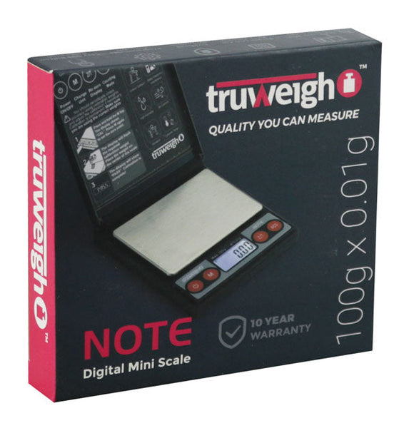 Truweigh Note Digital Mini Scale - 100g x 0.01g - Black