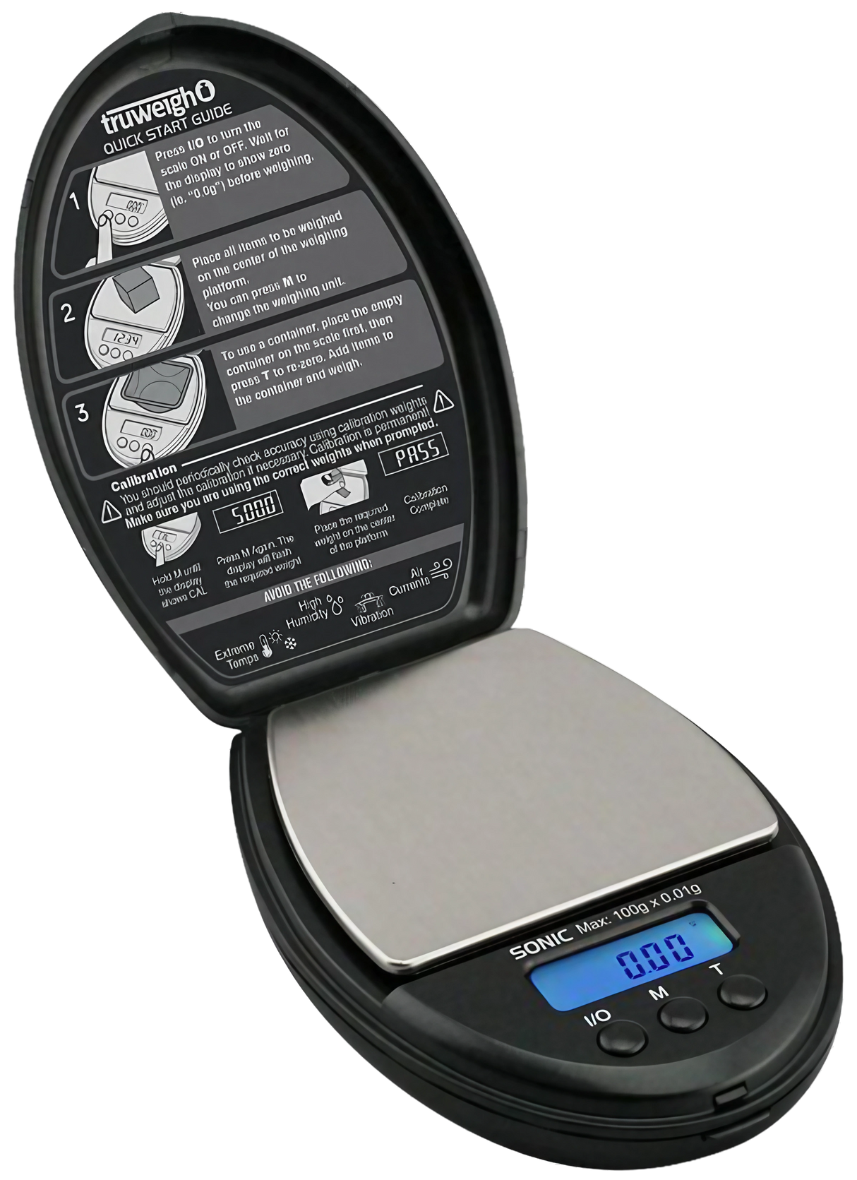 Truweigh Sonic Digital Mini Scale open view showing LCD and platform