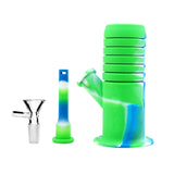 PILOT DIARY Collapsible Silicone Bong in Green & Blue - Portable & Durable Design