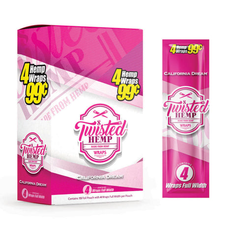Twisted Hemp Original Hemp Wraps 15-Pack in various flavors, front view on white background
