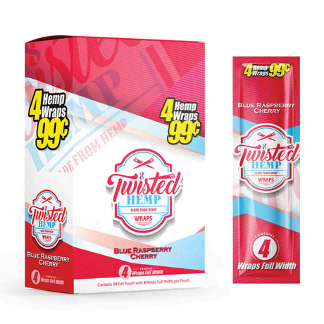 Twisted Hemp Original Blue Raspberry Cherry Hemp Wraps, 15 Pack Front View