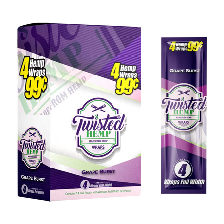 Twisted Hemp Grape Burst Flavored Hemp Wraps, 15 Pack Front View