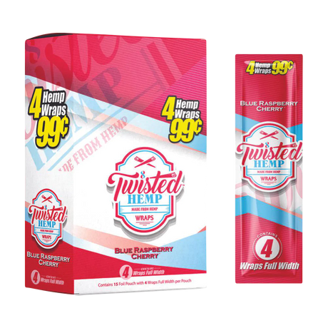 Twisted Hemp Original Wraps in Blue Raspberry Cherry flavor, 15-pack front view