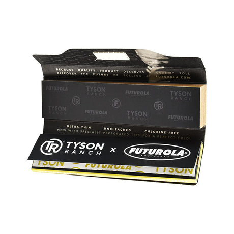 Tyson Ranch x Futurola king size ultra-thin unbleached rolling papers, 24 pack front view