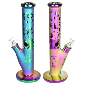 UFO Love Electroplated Etched Water Pipes with Slit-Diffuser Percolator, Side View