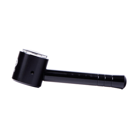 Cheech Glass Metal Pipe with Glass Bowl Side View on White Background