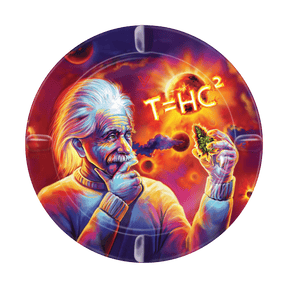 Genius-themed T=HC2 Solar Diesel Metal Ashtray with vibrant orange and purple design