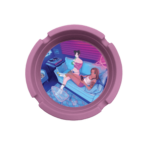 V Syndicate Button Mash'd Blazin' Silicone Ashtray, Pink with Fun & Novelty Design, Portable
