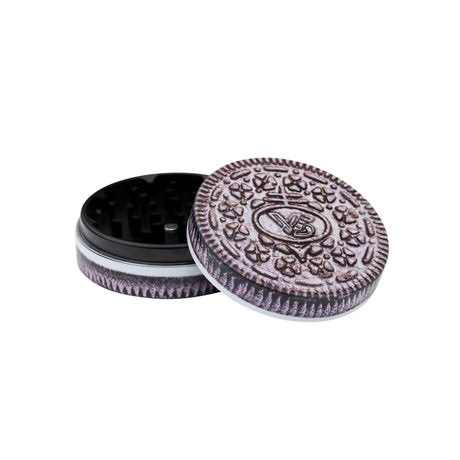 V Syndicate Cookie 2-Piece SharpShred Grinder, Compact Aluminum Design, Black and Silver