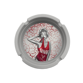V Syndicate Dank Diva Blazin' Silicone Ashtray with red and white design, compact and durable