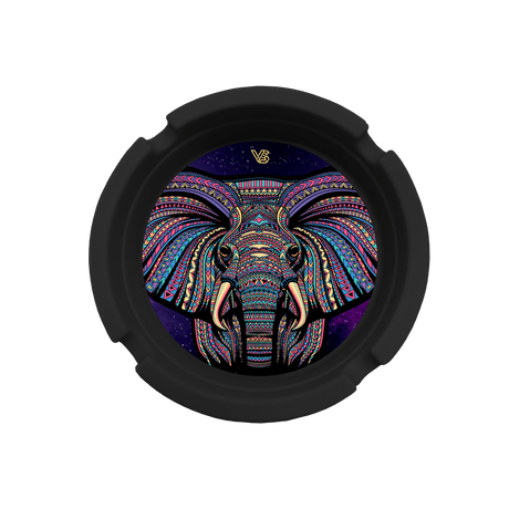 V Syndicate Elephant Blazin' Silicone Ashtray in black and purple, compact and portable design