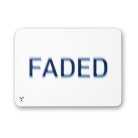 V Syndicate Faded Slikks medium-sized white silicone dab mat with blue 'FADED' text, portable and easy to clean.
