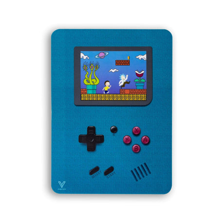 V Syndicate Game Head Slikks blue silicone dab mat with retro game design, top view