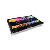 V Syndicate Cassette Glass Rollin' Tray with vibrant rainbow design, medium size, angled view