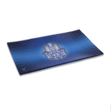 V Syndicate Hamsa Blue Glass Rollin' Tray with Compact Design - Angled View