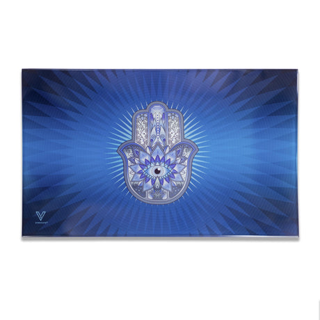 V Syndicate Hamsa Blue Glass Rollin' Tray, Medium Size, with Intricate Design - Top View