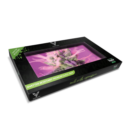 V Syndicate Pink Lemonade Glass Rollin' Tray, medium size, shatter-resistant with herb design