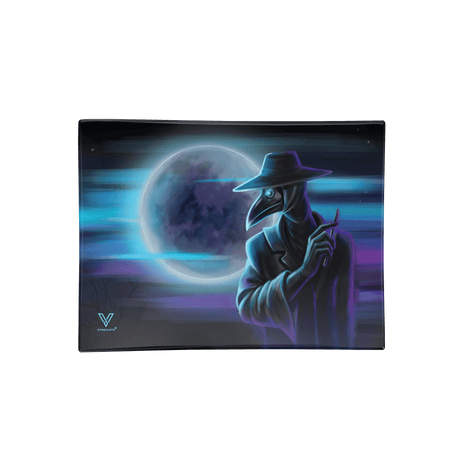 V Syndicate Dark Traveler Glass Rollin' Tray with Plague Doctor Design in Small Size