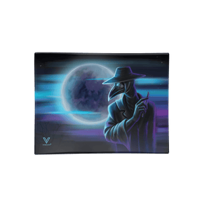 V Syndicate Dark Traveler Glass Rollin' Tray with Plague Doctor Design in Small Size