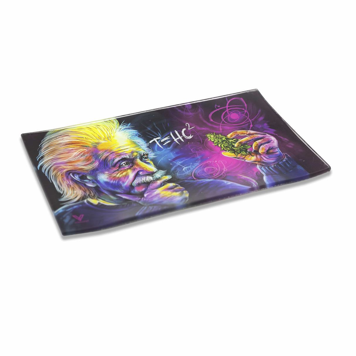 V Syndicate T=HC2 Einstein-themed Glass Rollin' Tray in Black and Purple