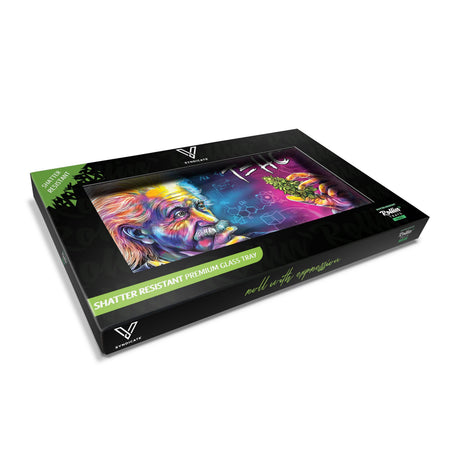 V Syndicate T=HC2 Genius-themed Glass Rollin' Tray, Medium Size, Angled View