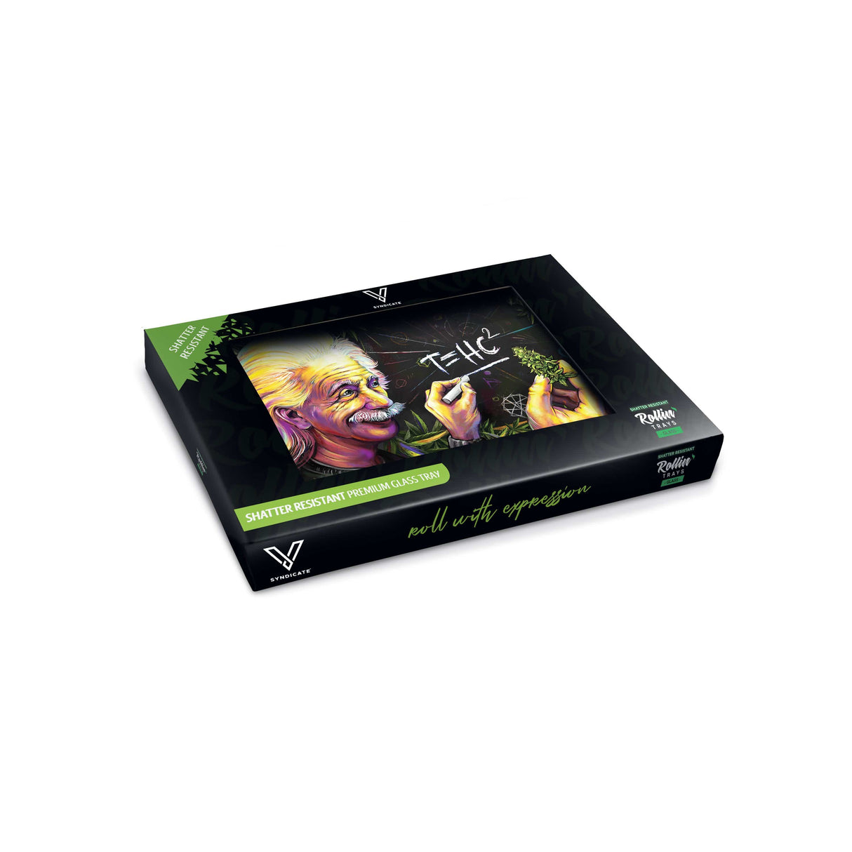 V Syndicate T=HC2 Higher Education Glass Rollin' Tray with Einstein Design - Front View