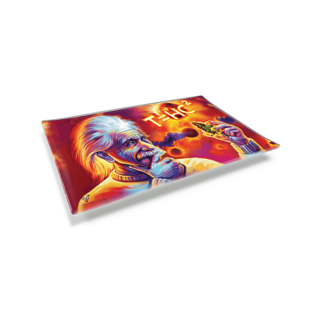 V Syndicate T=HC2 Solar Diesel Glass Rollin' Tray with Einstein Design - Angled View
