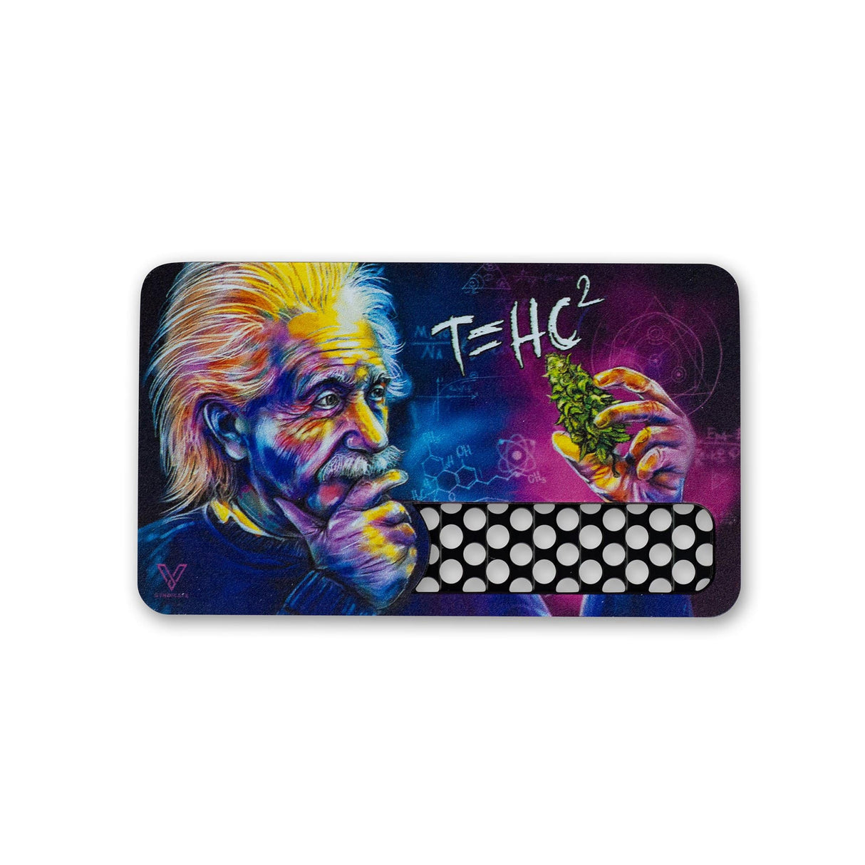 V Syndicate T=HC2 Einstein Nonstick Grinder Card with colorful artwork, portable and compact design