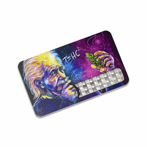 V Syndicate T=HC2 Genius Grinder Card with colorful design, portable and compact, top view