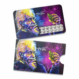 V Syndicate T=HC2 Einstein Grinder Card in black, blue, purple with compact design, top view