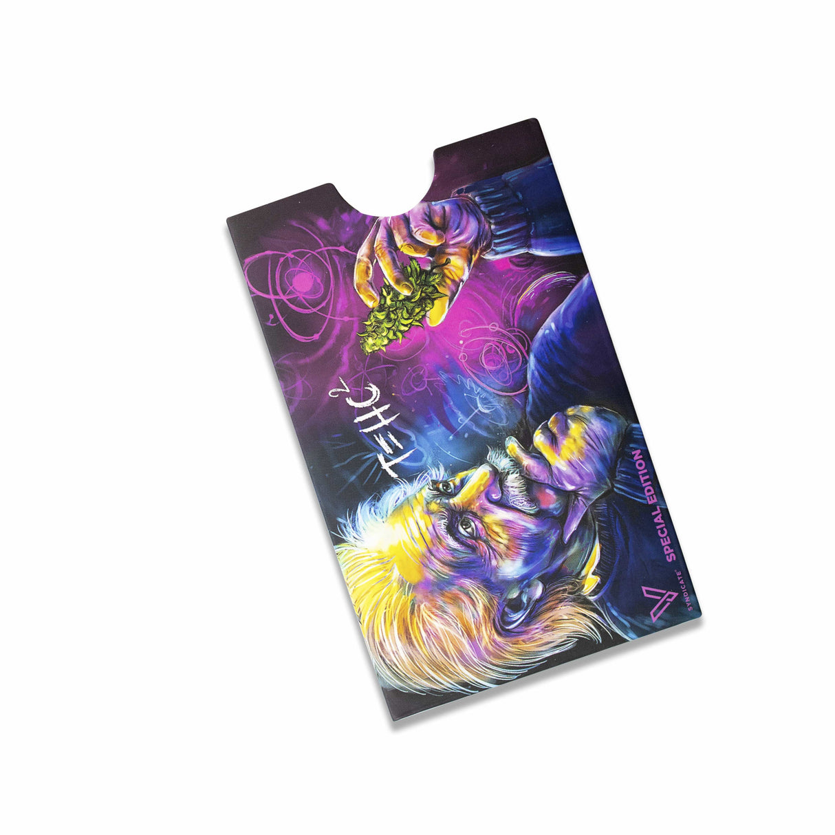 V Syndicate T=HC2 Einstein Grinder Card in vibrant colors, compact and portable design