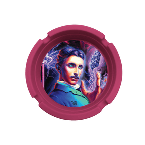 V Syndicate High Voltage Blazin' Silicone Ashtray, compact and portable, featuring a vibrant Nikola Tesla design in purple