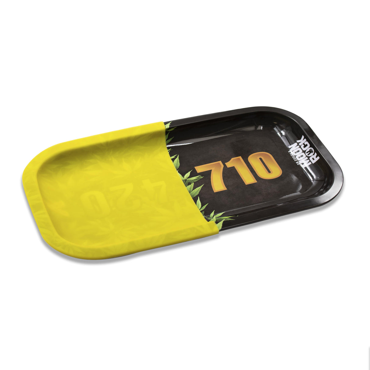 V Syndicate Hybrid 420/710 Rollin' Tray in black with yellow accents, medium size, angled view