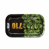 V Syndicate Hybrid 420/710 Metal Rolling Tray - Top View with Cannabis Design