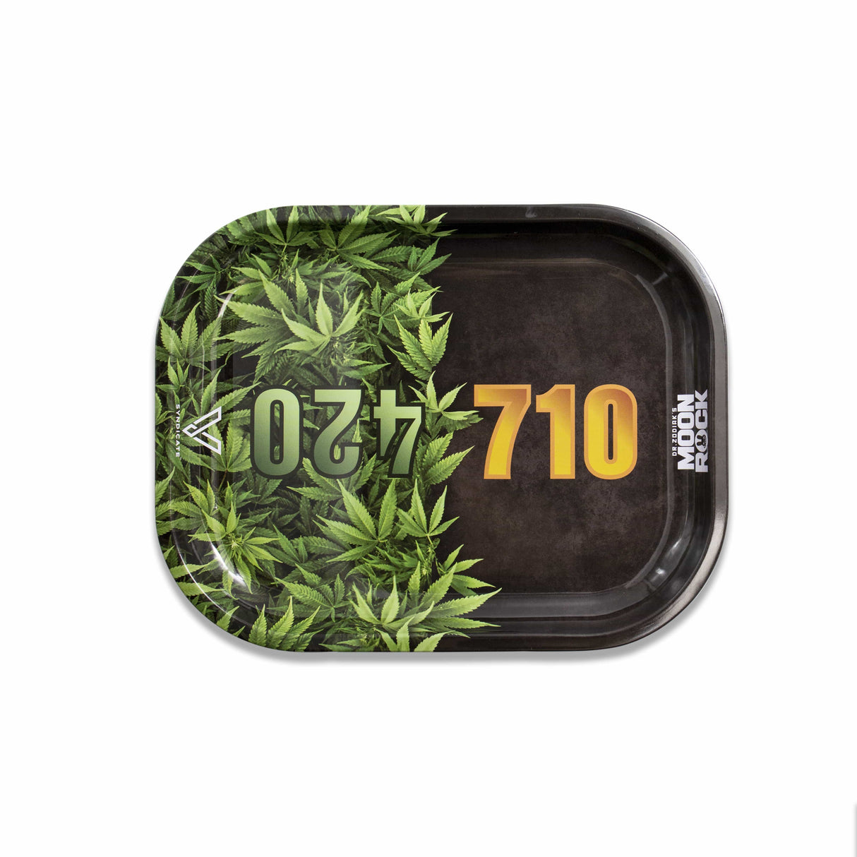 V Syndicate Hybrid 420/710 Rollin' Tray with cannabis leaf design - top view