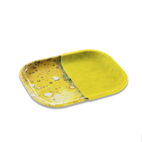 V Syndicate Hybrid Buds/Oil Rollin' Tray in yellow with fun bubbly design, medium size, perfect for travel