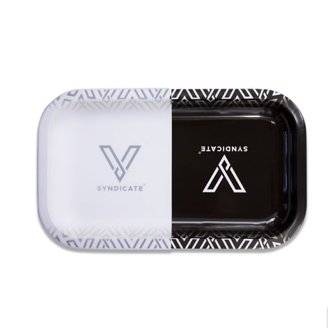 V Syndicate Hybrid Rollin' Tray in black and white, medium size, compact and portable design, top view