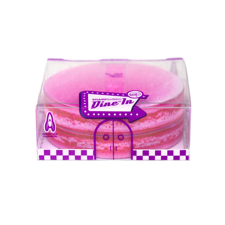 V Syndicate Macaron Raspberry 2-Piece Grinder, Compact Design, Front View on White Background