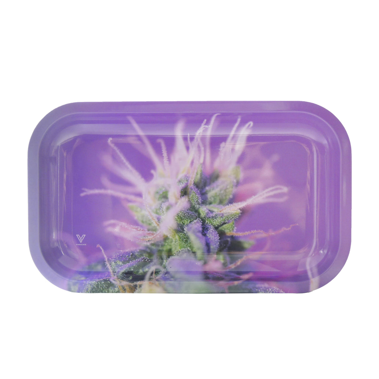 V Syndicate Pink Lemonade Metal Rollin' Tray in Medium Size with Cannabis Design