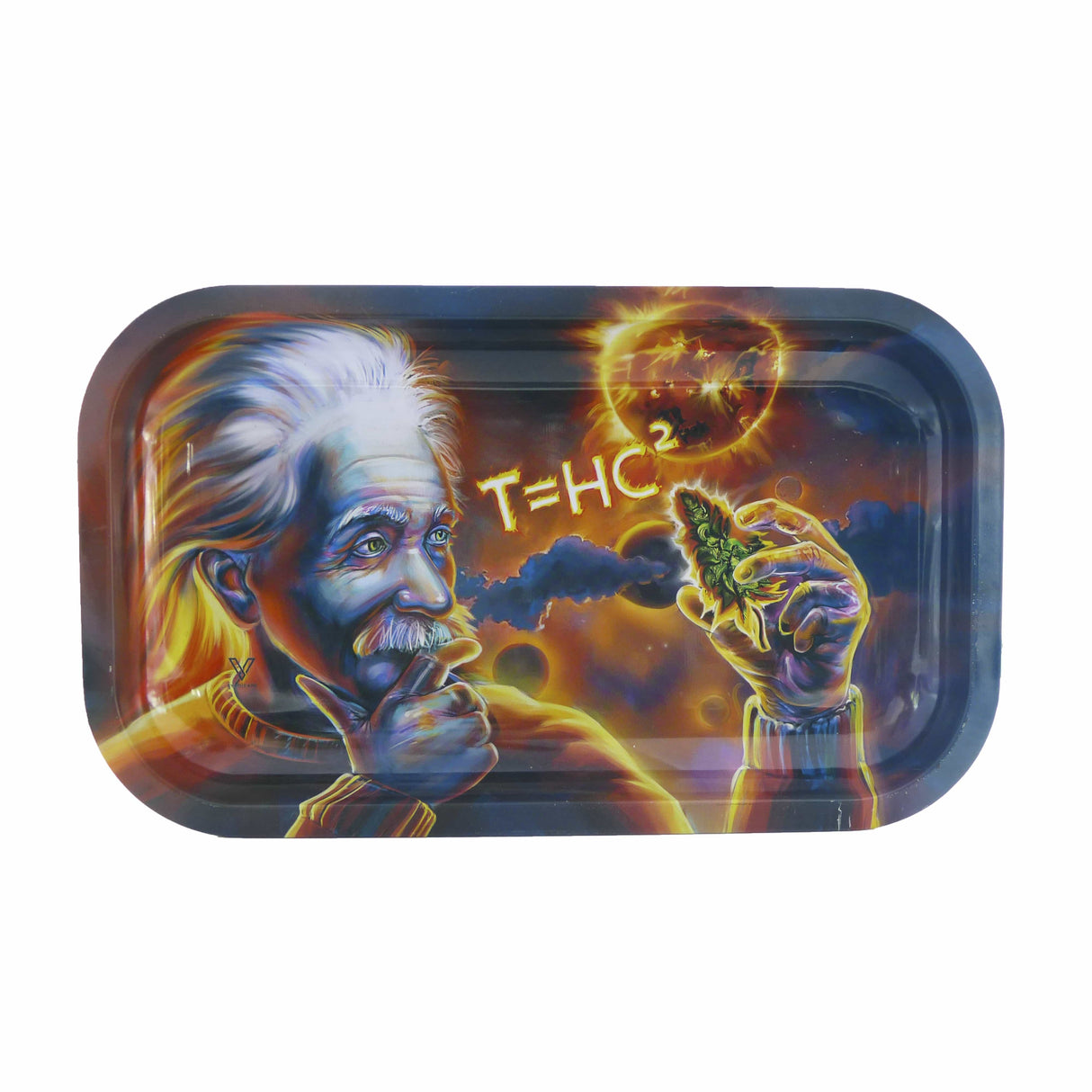 V Syndicate Einstein Solar Diesel Metal Rolling Tray, Medium Size, Fun Novelty Design